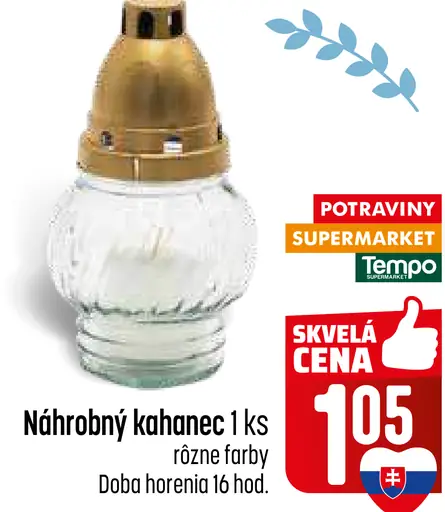 Náhrobný kahancek sklenený