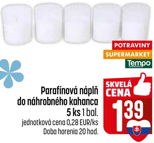 Parafínová náplň do náhrobného kahanca