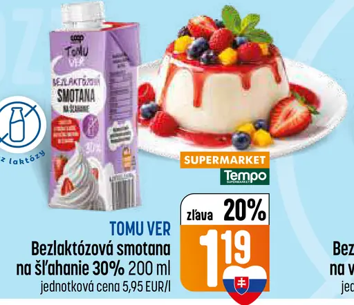 Tomi Vera bezlaktózová smotana na šľahanie 30 %