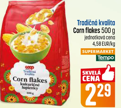 Coop tradičná kvalita corn flakes lupienky kukuričné