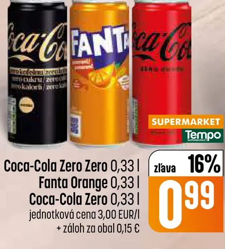 Coca-Cola Zero, Fanta Orange, Coca-Cola Zero Czerwona różne druhy