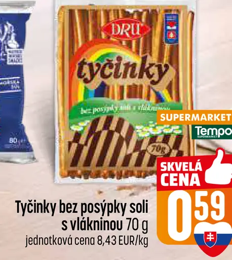 Dru Tyčinky bez posýpky soli s vlákninou
