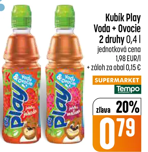 Kubík Play voda a ovocie rôzne druhy