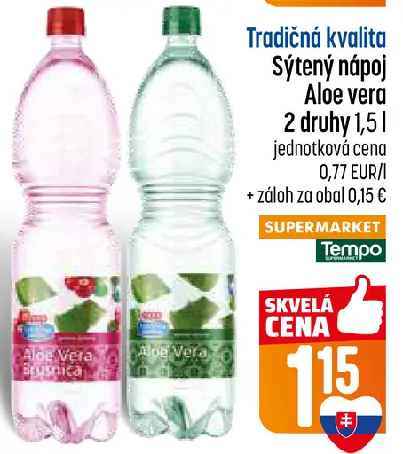 Tradičná kvalita sýtený nápoj Aloe vera 2 druhy