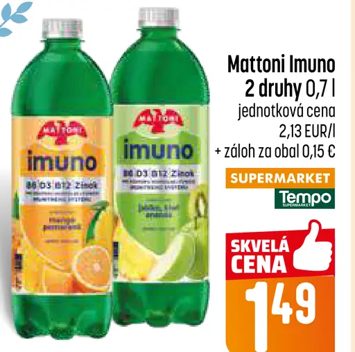 Mattoni Imuno ochutená minerálna voda 2 druhy