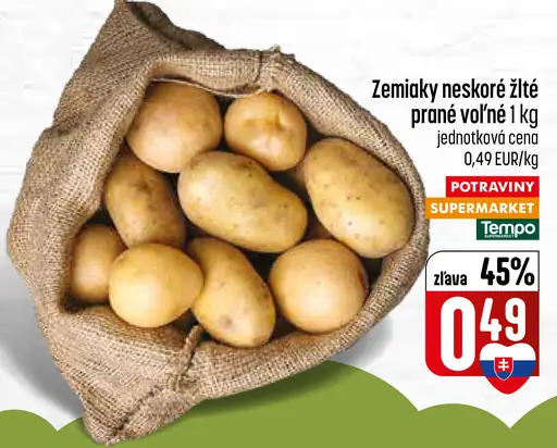 Zemiaky neskoré prané žlté