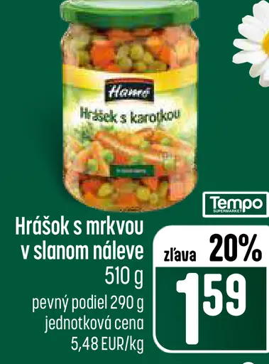 Hamé hrášok s mrkvou v slanom náleve