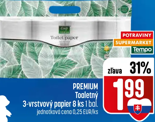 Premium 3-vrstvový toaletný papier 8 roliek