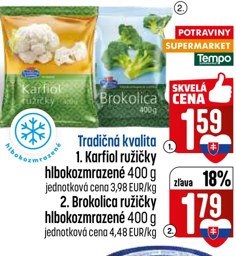 Karfiol hlboko zmrazený ružičky