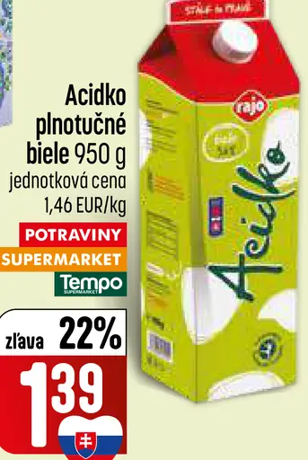 Rajo Acidko biele kyslomliečny nápoj