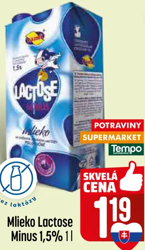 Mlieko Lactose Minus 1,5%