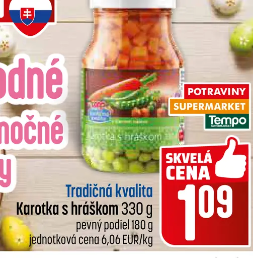 Karotka s hráškom sterilizovaná