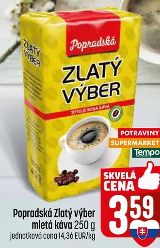 Popradská Zlatý výber pražená mletá káva