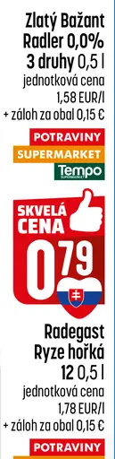 Zlatý Bažant Radler 0,0 % rôzne druhy plechovka