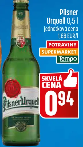 Pilsner Urquell pivo fľaša