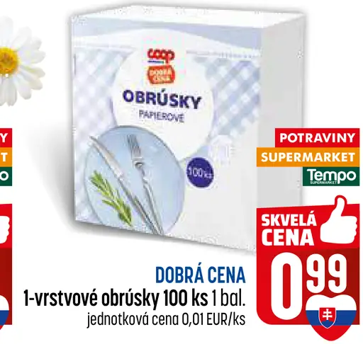 Coop 1-vrstvové papierové obrúsky