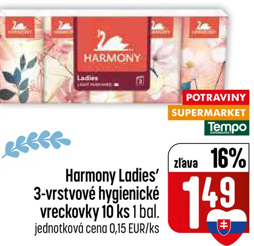 Harmony Ladies' 3-vrstvové hygienické vreckovky