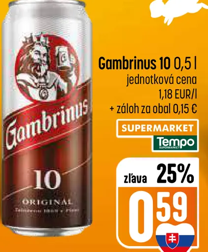 Gambrinus 10 pivo fľaša