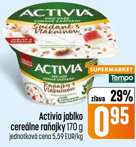 Activia jablko cereálne raňajky jogurt