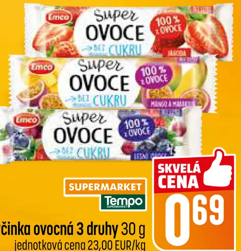 Ovocná tyčinka Super Ovocie bez pridaného cukru