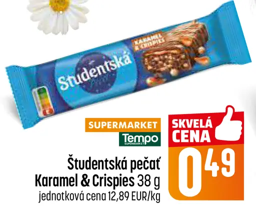 Študentská pečať Karamel & Crispies čokoládová tyčinka