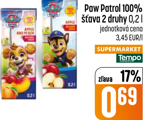 Paw Patrol 100% šťava detská