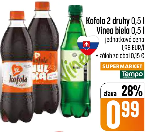 Vinea hroznový nápoj biela, červená