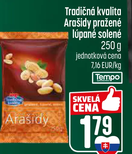 Tradičná kvalita Arašidy pražené lúpané solené