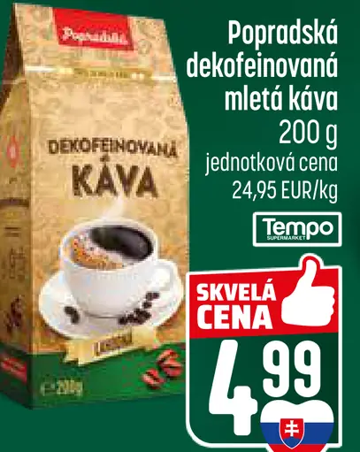 Popradská bezkofeínová mletá káva