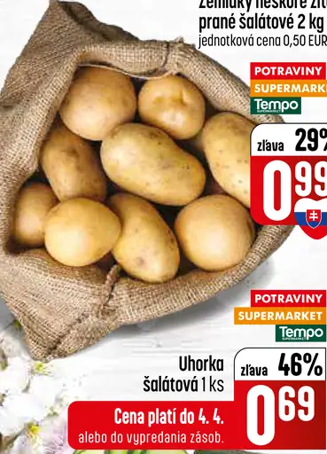 Zemiaky žlté neskoré prané šalátové