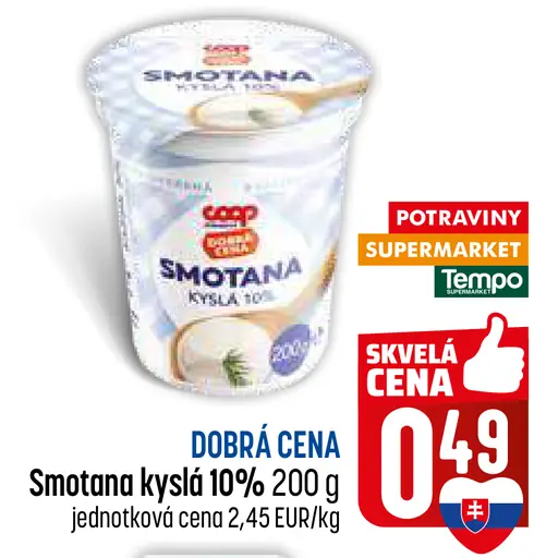 Smotana kyslá 10% Coop