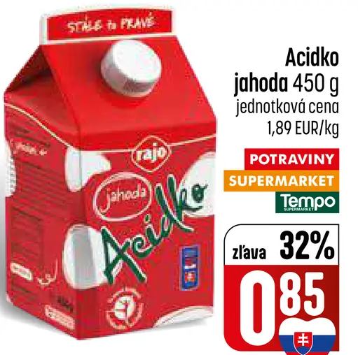 Rajo Acidko jahoda kyslomliečny nápoj