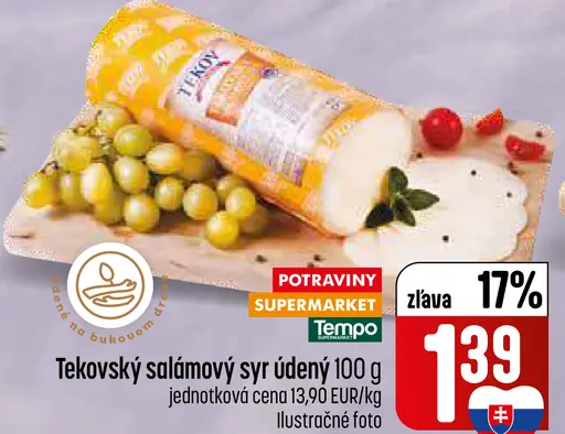 Tekovský salámový syr údený