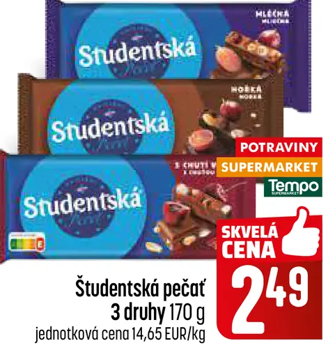 Študentská pečať čokoláda rôzne príchute