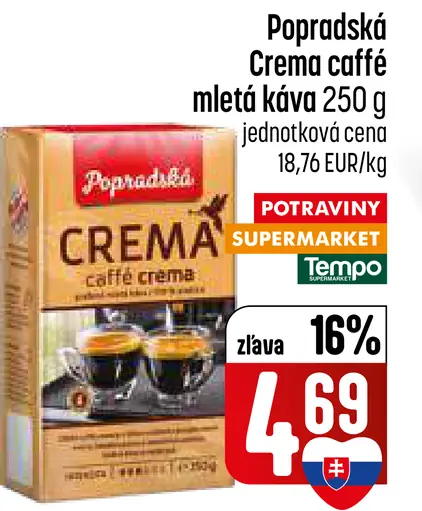 Popradská CREMA mletá káva