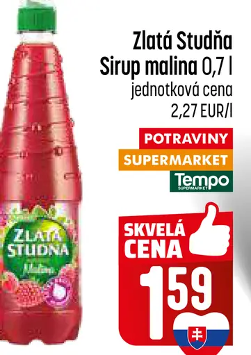 Zlatá Studňa Sirup s príchuťou malina