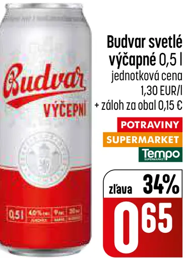 Budvar svetlé výčapné plechovka