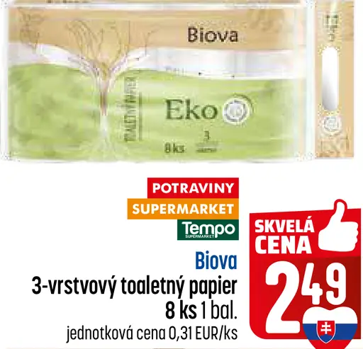 Biova 3-vrstvový toaletný papier