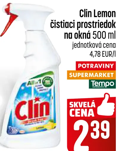 Clin Lemon čistiaci prostriedok na okná