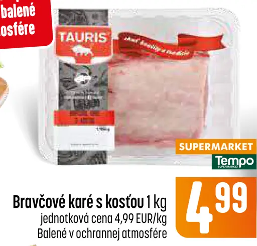 Tauris bravčové karé s kosťou balené v ochrannej atmosfére