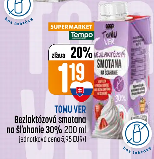 Tomu ver Bezlaktózová smotana na šľahanie 30%