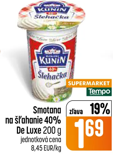 Kunin De Luxe Smotana na šľahanie 40%