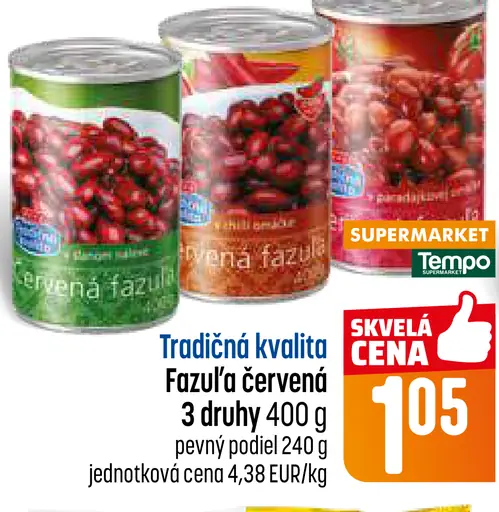 Tradičná kvalita fazuľa červená v slanom náleve