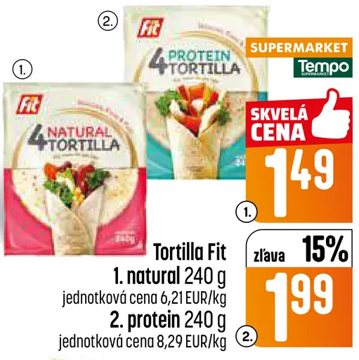 Tortilla Fit natural celozrnná