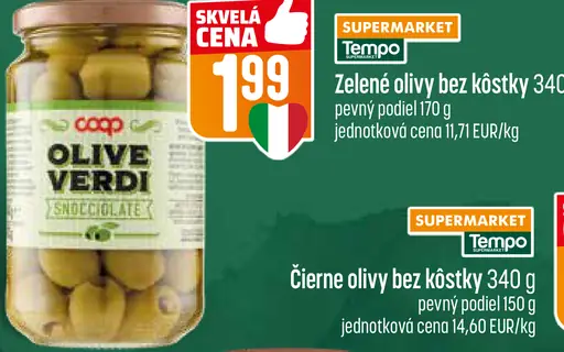Coop zelené olivy bez kôstky v náleve