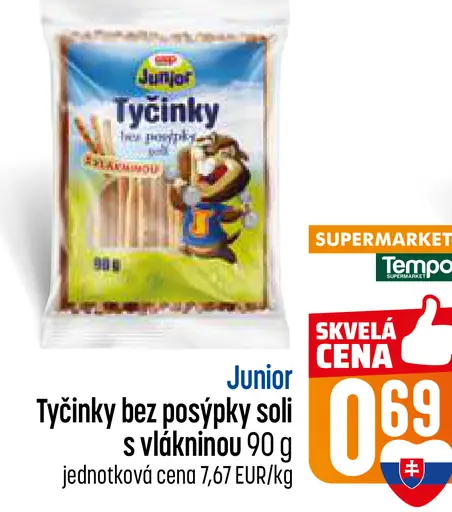 Junior Tyčinky bez posýpky soli s vlákninou