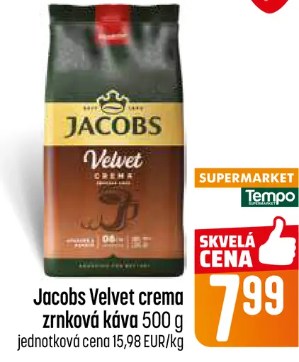 Jacobs Velvet Crema zrnková káva