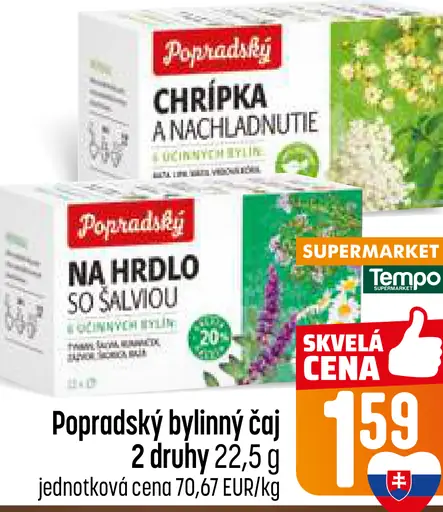 Popradská bylinny čaj chrípka a nachladnutie; kašeľ a priedušky