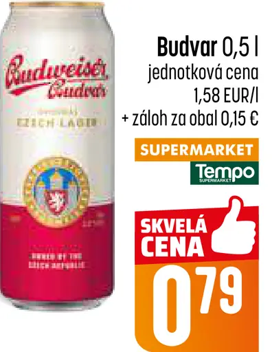 Budvar svetlý ležiak plechovka