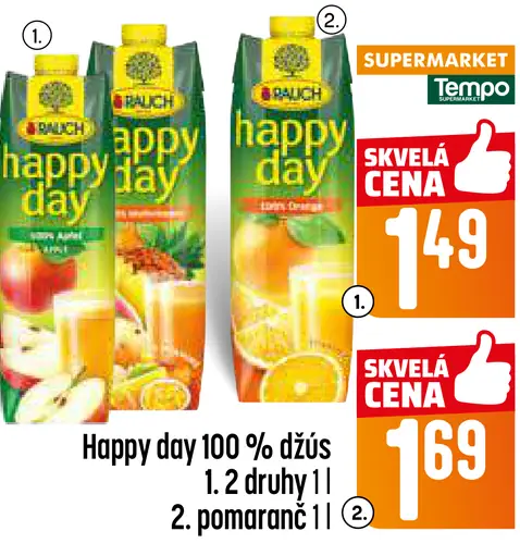 Happy Day 100 % džús rôzne druhy